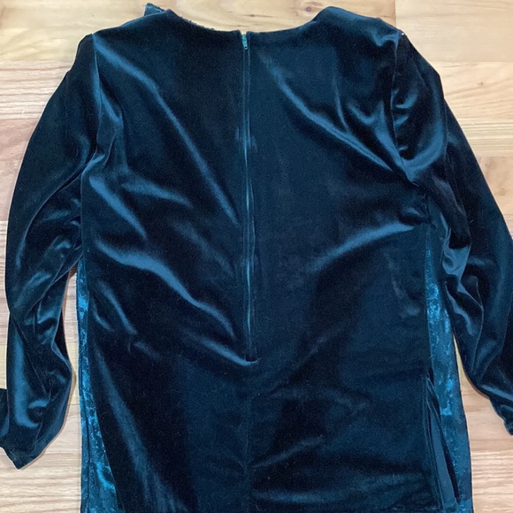 Sunshine Starshine Emerald Polyester Velvet Pantsuit size 16, altered to size 10 - Picture 4 of 6